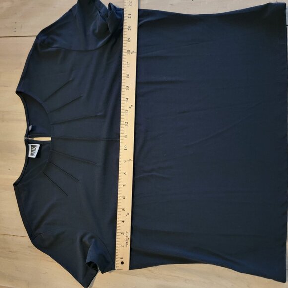 Vintage Anne Klein Top Sz XL Blouse Black Short Sleeve Career Classic Office - Picture 9 of 9